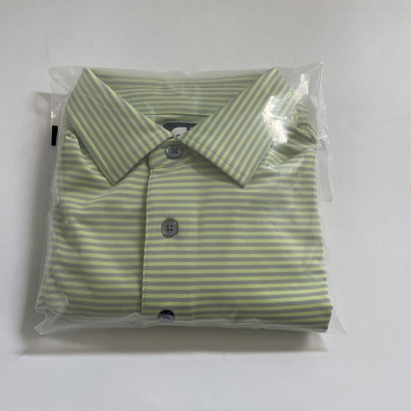 FootJoy Polo Shirt Men's‎ Large Yellow Striped FJ Short Sleeve Golf Stretchy Top - Picture 9 of 9